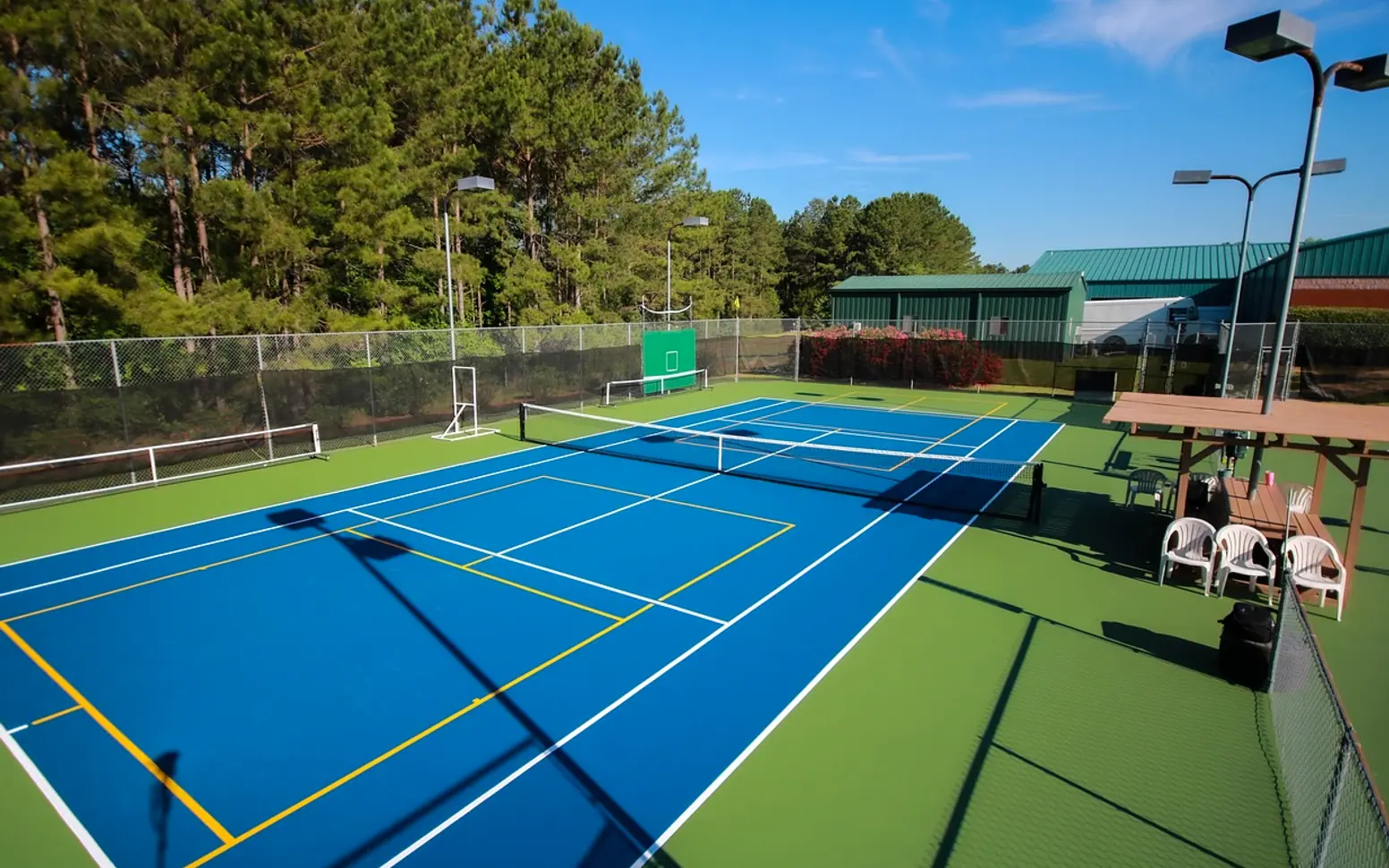 Asphalt tennis court, tennis court and pickleball court